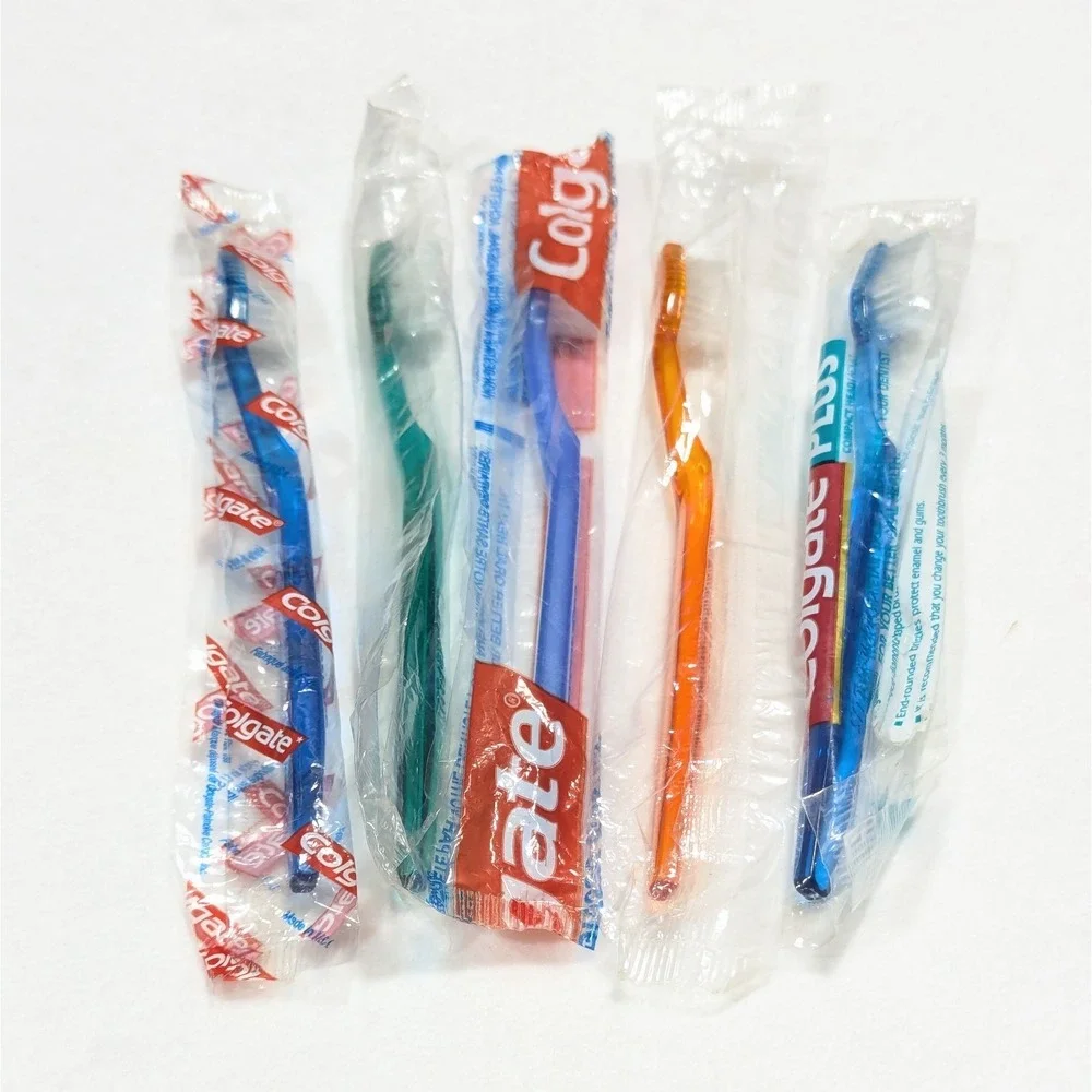 Vintage COLGATE PLUS Toothbrush Diamond Shape w/Dentist Info Printed (Lot of 5)